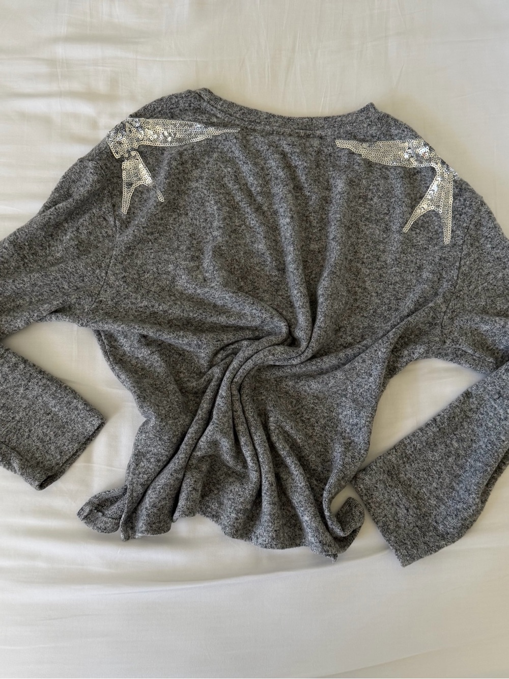 H&M Heather Gray Knit Pullover with Subtle Texture